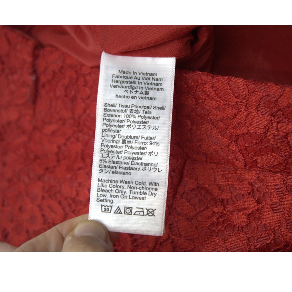 J.Crew Lace Midi Skirt Rust Red Pencil Front Slit 4 Holiday Wedding Guest - Picture 8 of 9